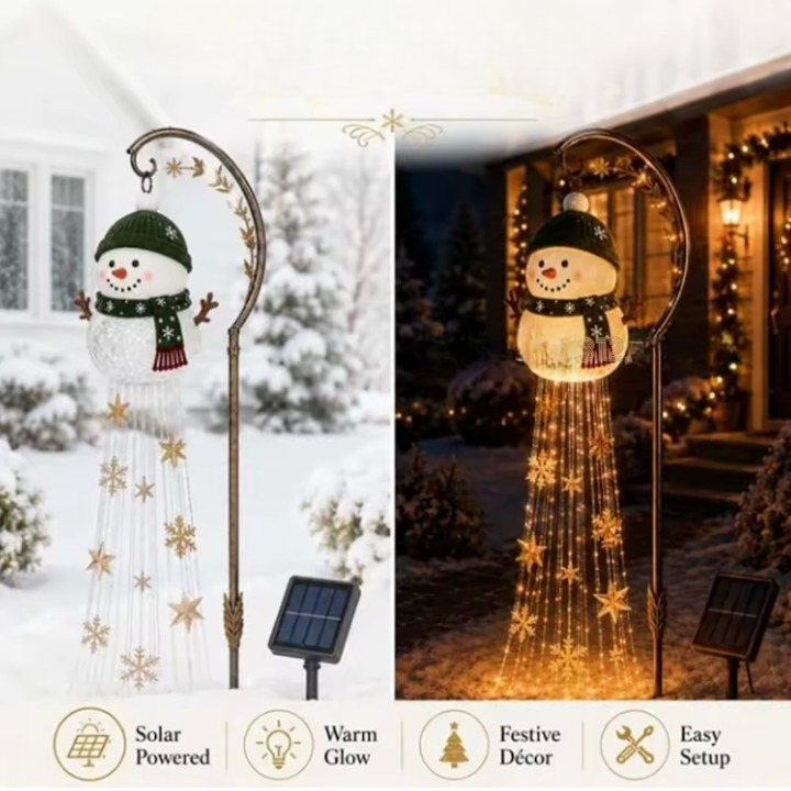 Nivora – Solar-Schneemann-Leuchte mit Lichterkaskade