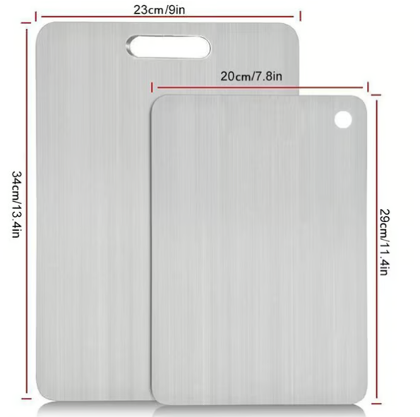 Beidseitig verwendbares Schneidebrett aus Edelstahl