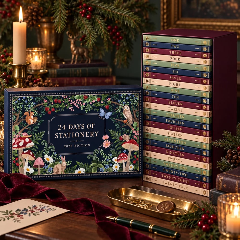 Woodlore Adventskalender mit 24 Mini-Schreibwaren-Ausgaben, Winterwald-Design