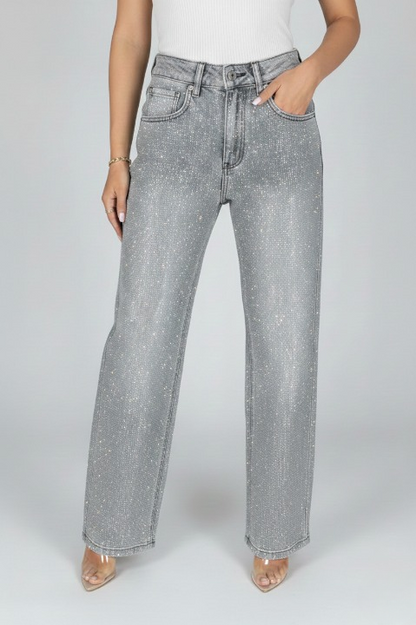 StellarDenim – High-Waist Jeans mit Diamanté-Glitzeffekt