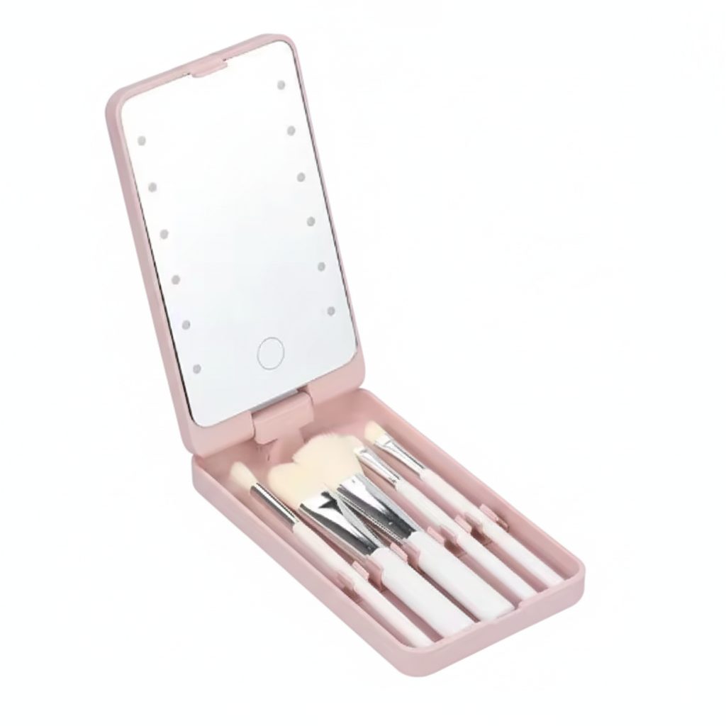 Reise-Make-up-Pinselset mit LED-Licht