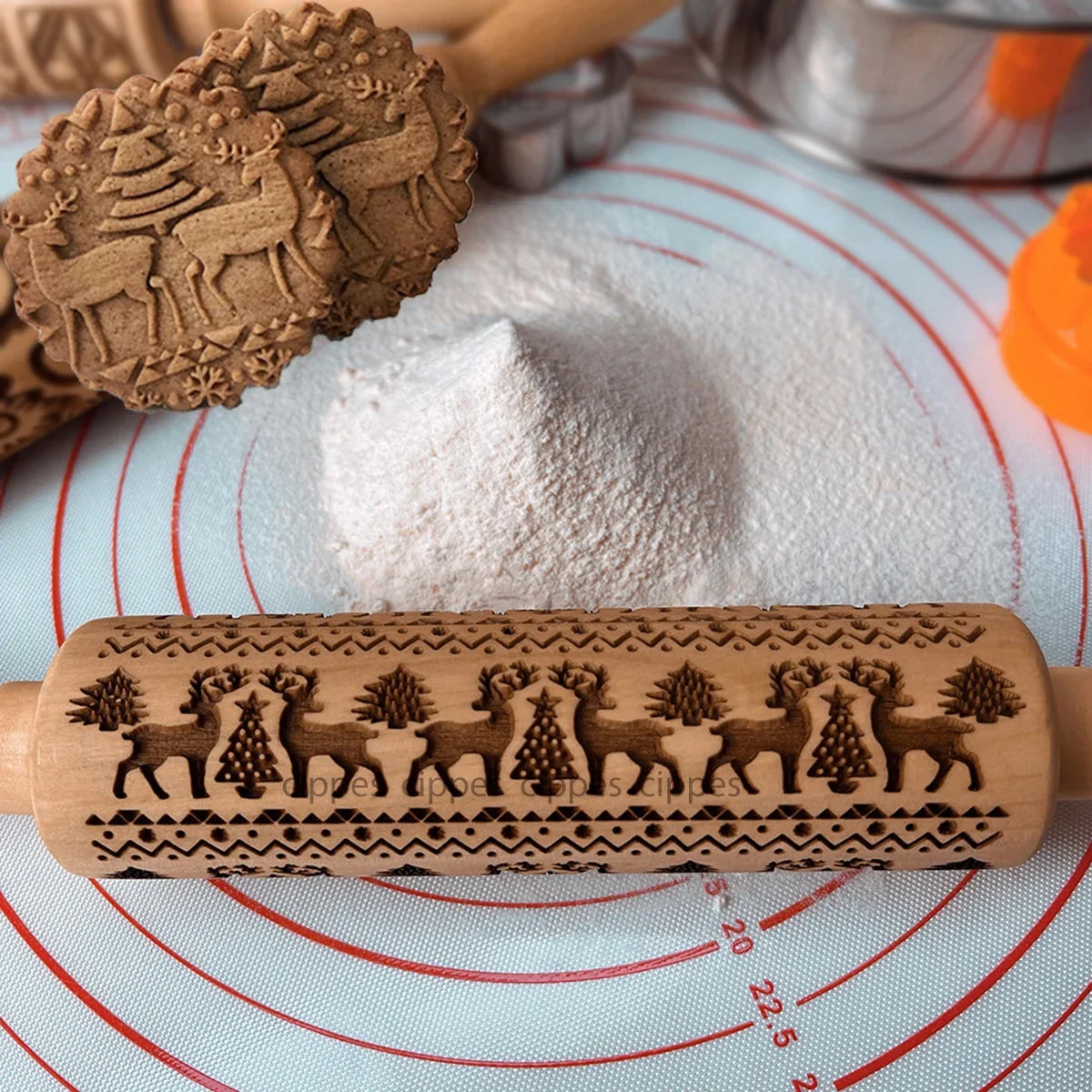 BakeRelief – Weihnachts-Nudelholz mit Rentiermuster