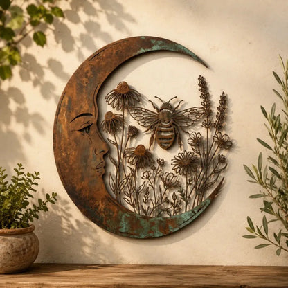Selenara – Mond-Wandkunst aus Metall mit Naturmotiven