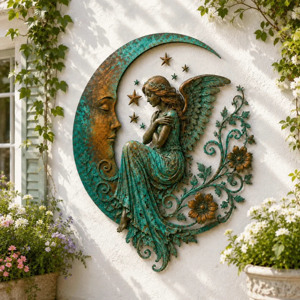 Selenara – Mond-Wandkunst aus Metall mit Naturmotiven