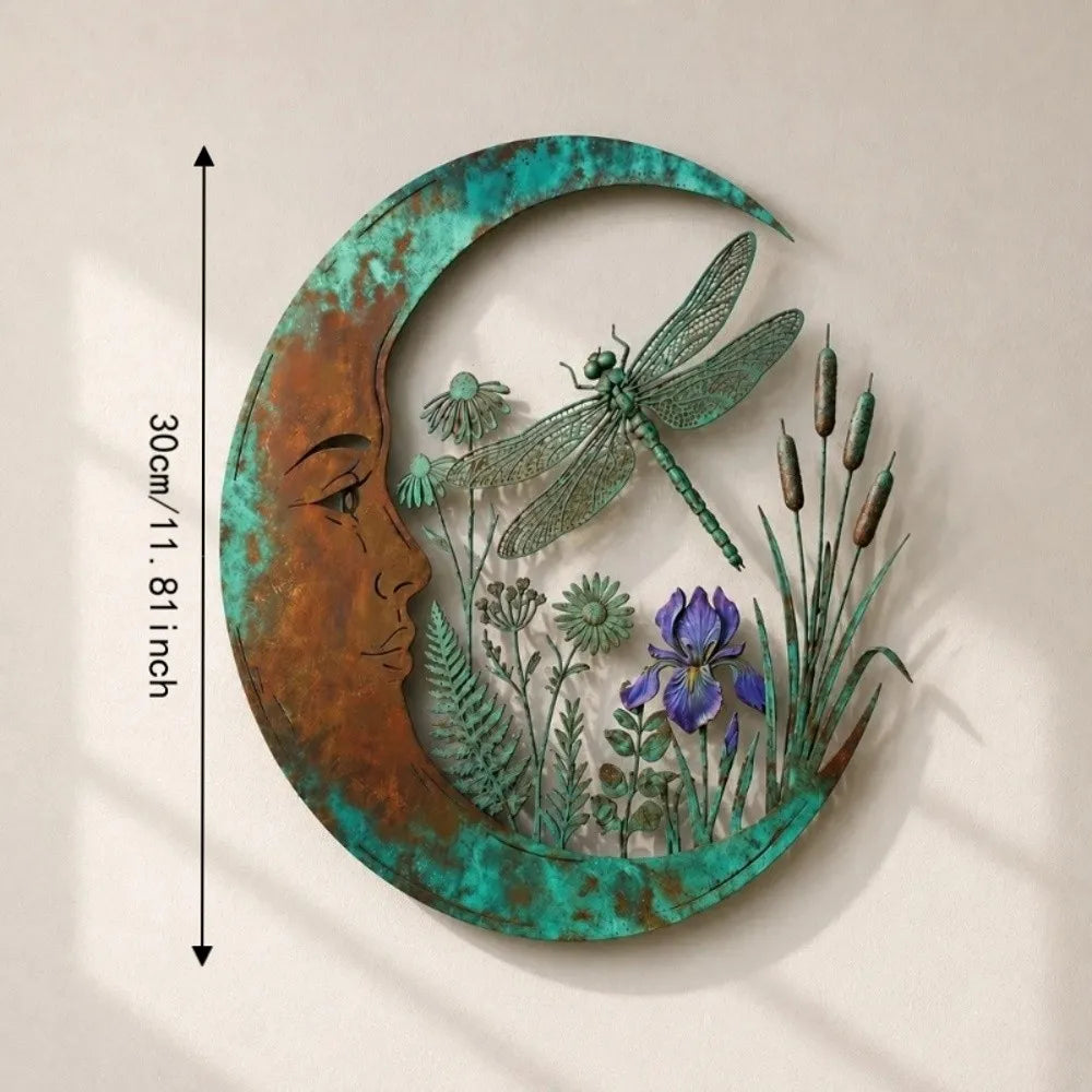 Selenara – Mond-Wandkunst aus Metall mit Naturmotiven