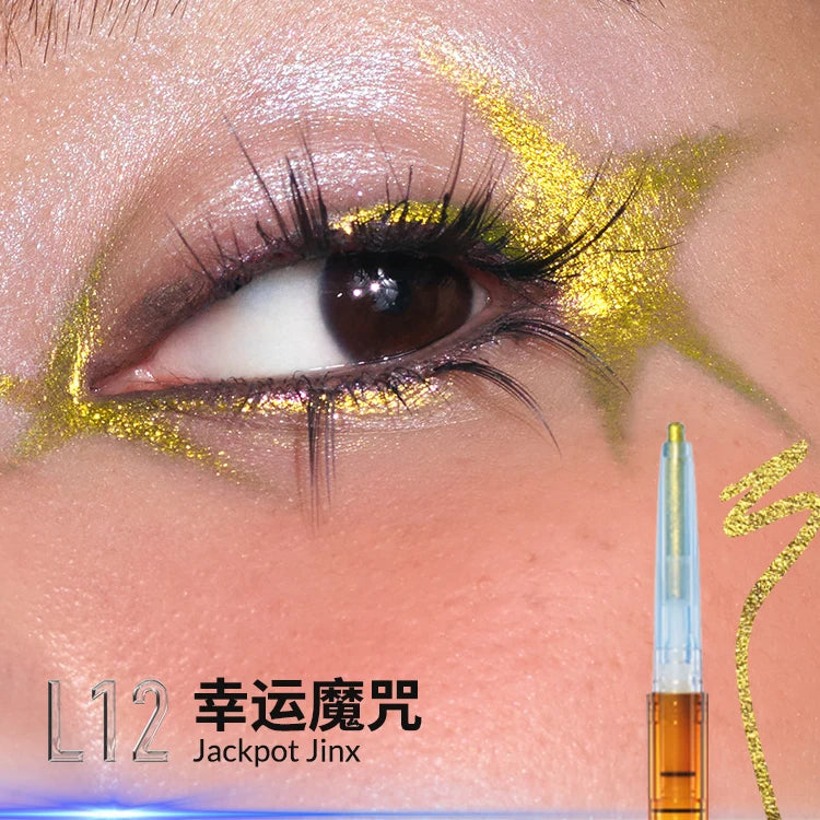 Kaleidos Automatic Gel Pencil Waterproof Eyeliner Chameleon Colour Long Wear Glitter Metallic Waterproof Eye Liner Pen Makeup