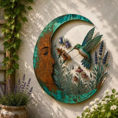 Selenara – Mond-Wandkunst aus Metall mit Naturmotiven