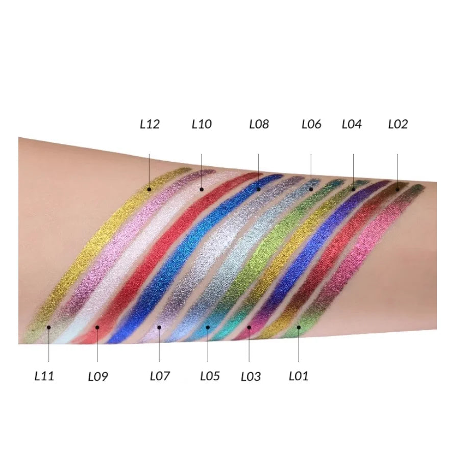 Kaleidos Automatic Gel Pencil Waterproof Eyeliner Chameleon Colour Long Wear Glitter Metallic Waterproof Eye Liner Pen Makeup