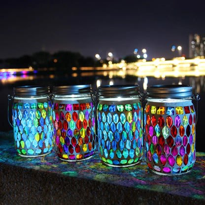 MosaicGlow Sapphire – Handgefertigte Solar-Mosaiklaterne