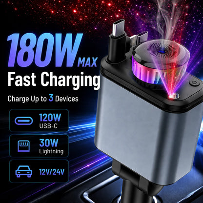 VoltDrive – 180 Watt Auto-Ladegerät mit Duft- und Lichtfunktion