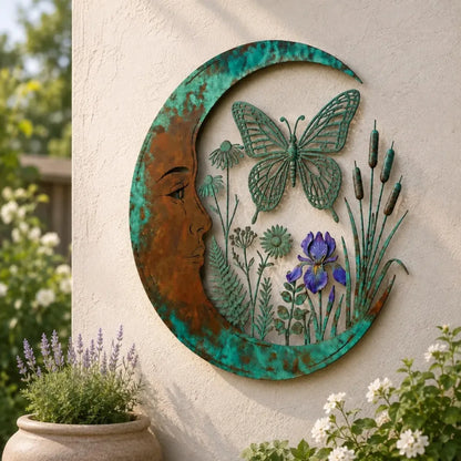 Selenara – Mond-Wandkunst aus Metall mit Naturmotiven