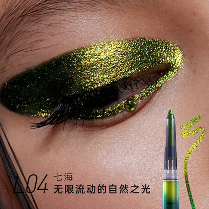 Kaleidos Automatic Gel Pencil Waterproof Eyeliner Chameleon Colour Long Wear Glitter Metallic Waterproof Eye Liner Pen Makeup