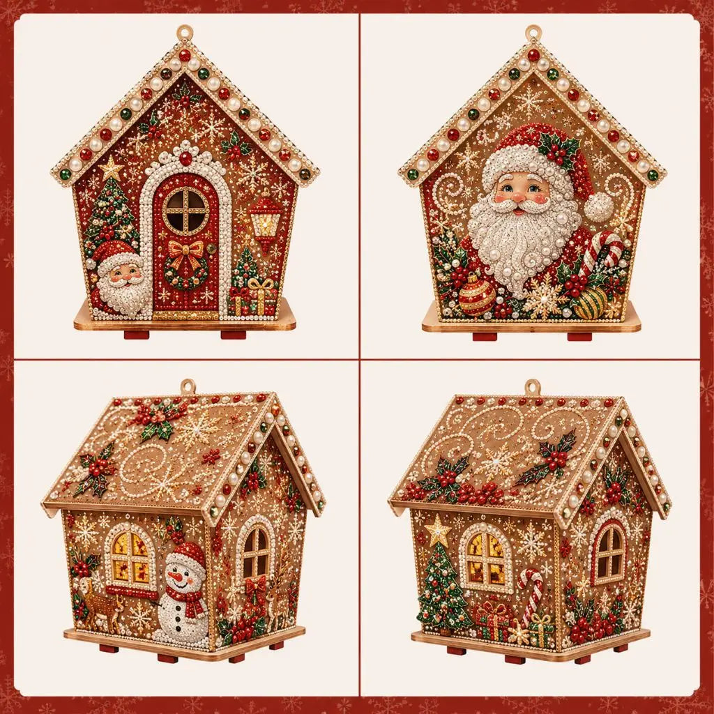 Glimmerhaus – Diamond-Painting Holz-Weihnachtshaus