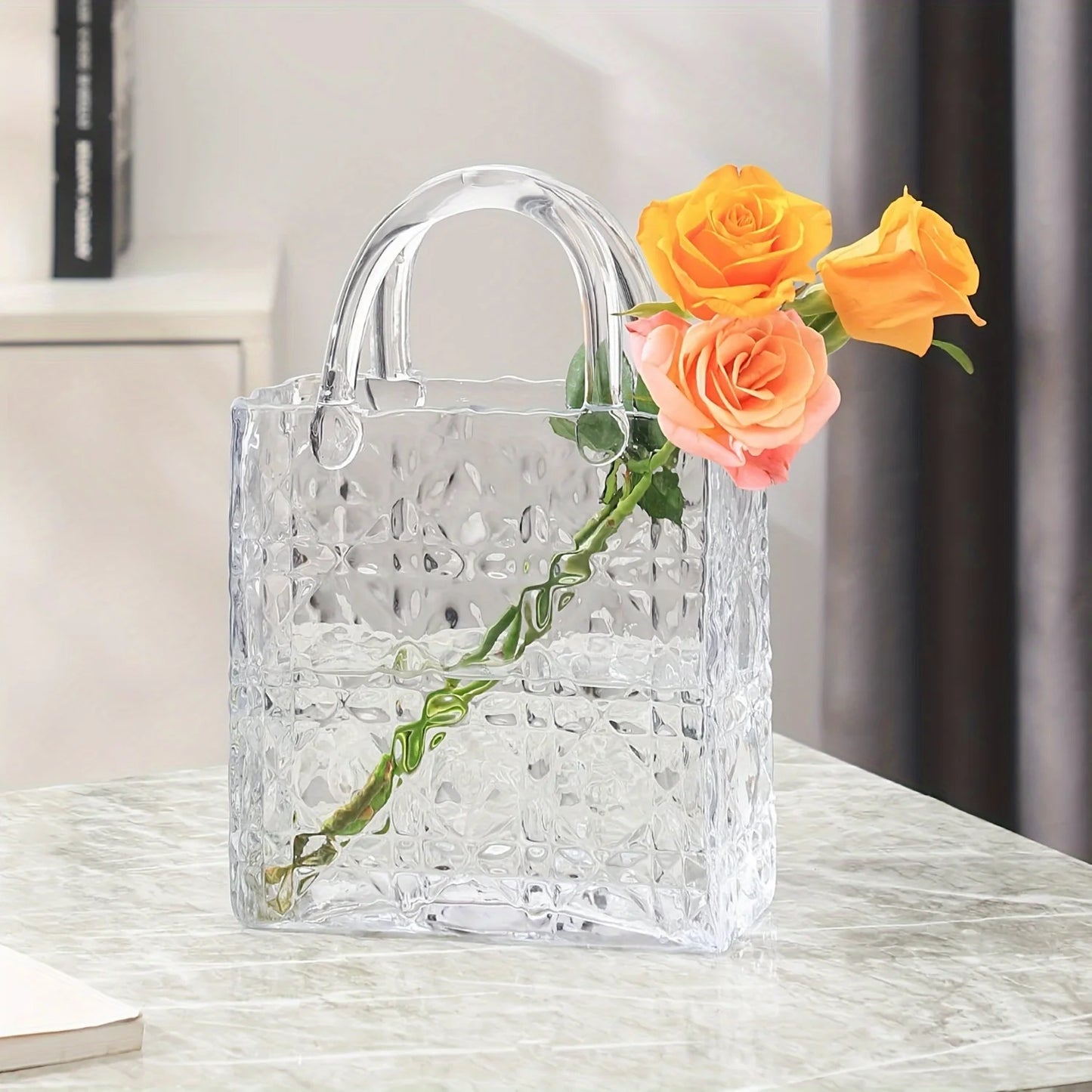 Vase de Luxe – Designer Handtaschen-Vase aus Glas
