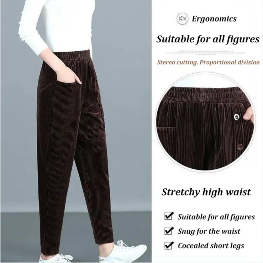 Dames Cordhose High Waist