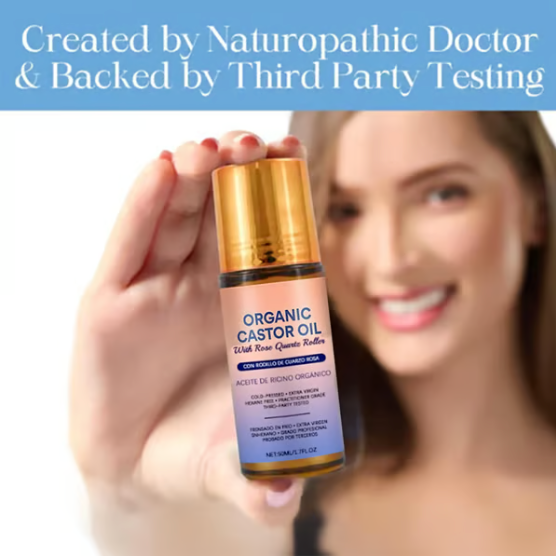 Bio-Rizinusöl-Roll-on mit Rosenquarz