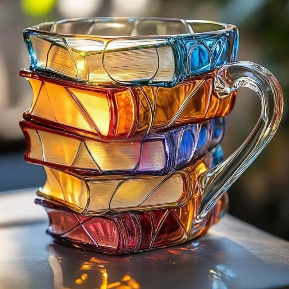 Handbemalte Buch-Tasse - Kunst & Geschenk