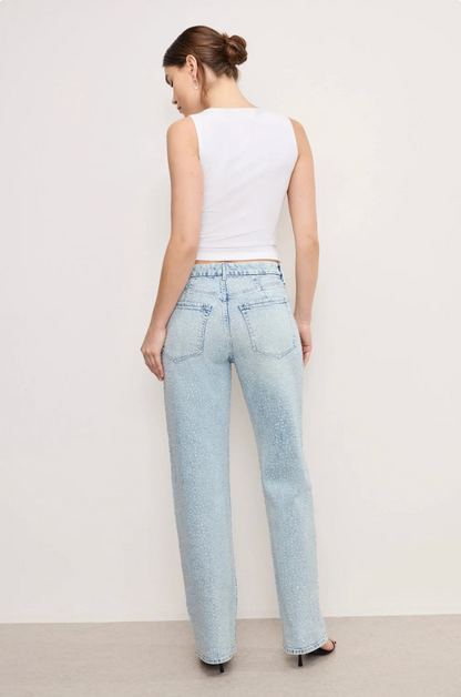 StellarDenim – High-Waist Jeans mit Diamanté-Glitzeffekt