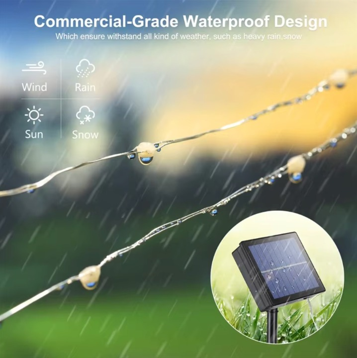 SolarGlow Copper – Wetterfeste Solar-Lichterkette mit 8 Modi