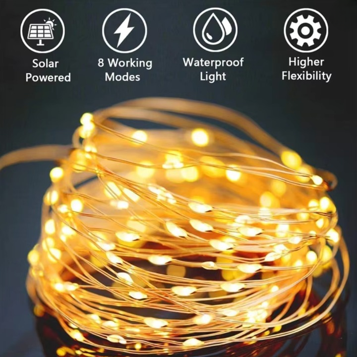 SolarGlow Copper – Wetterfeste Solar-Lichterkette mit 8 Modi