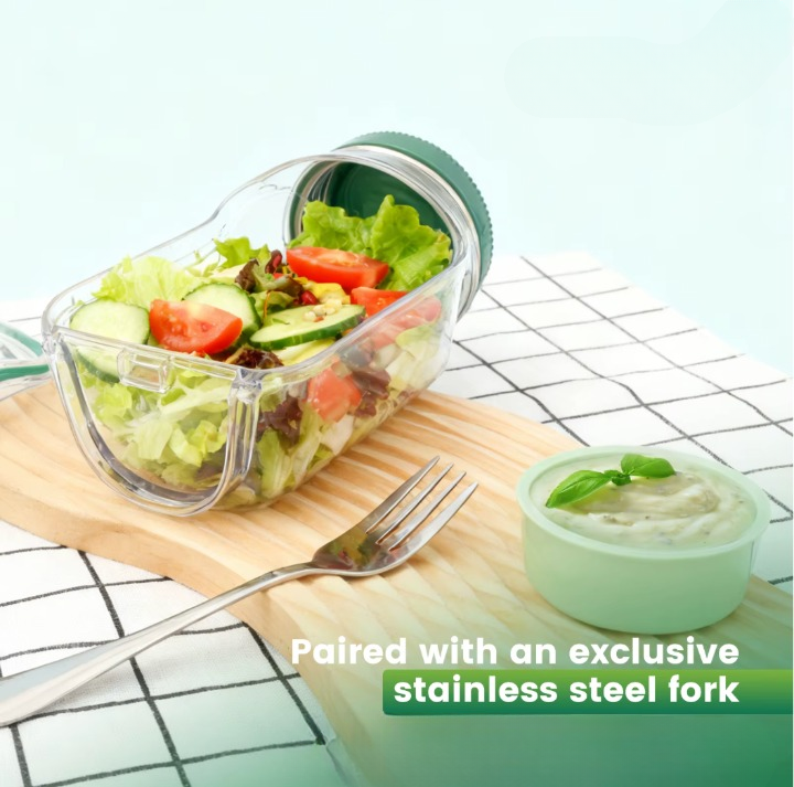 FreshFlip – Salad Pod mit Seitenöffnung & Edelstahl-Gabel
