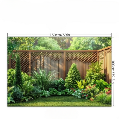 GartenWand™ – Dekoratives Gartentuch mit Holzzaun-Design