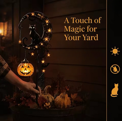 Lunavo – Solar-Halloween-Gartenstecker Mond & Katze