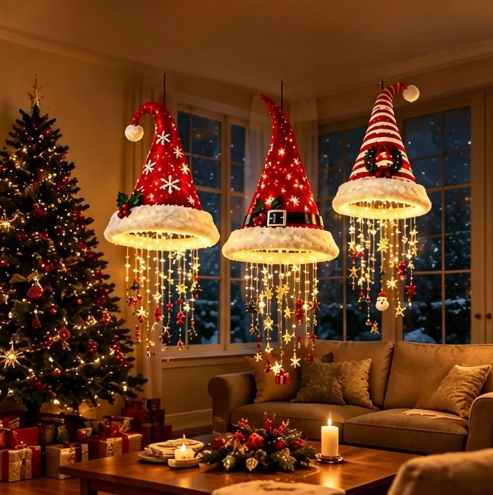 Festivo – LED-Weihnachtsmützen-Hängeleuchte