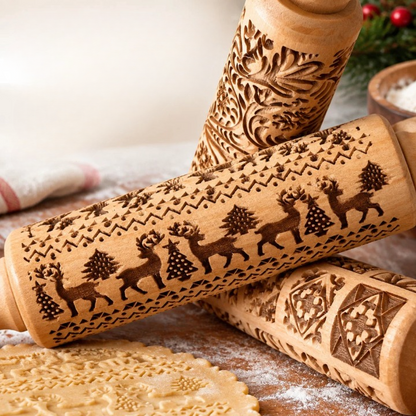 BakeRelief – Weihnachts-Nudelholz mit Rentiermuster