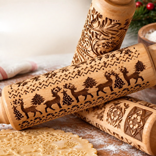 BakeRelief – Weihnachts-Nudelholz mit Rentiermuster