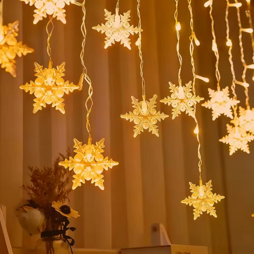 SnowVeil – Weihnachts-Lichtervorhang mit Schneeflocken