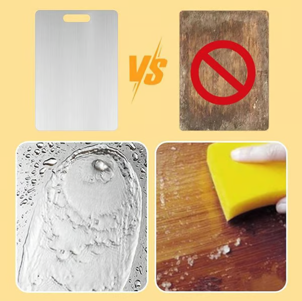 Beidseitig verwendbares Schneidebrett aus Edelstahl