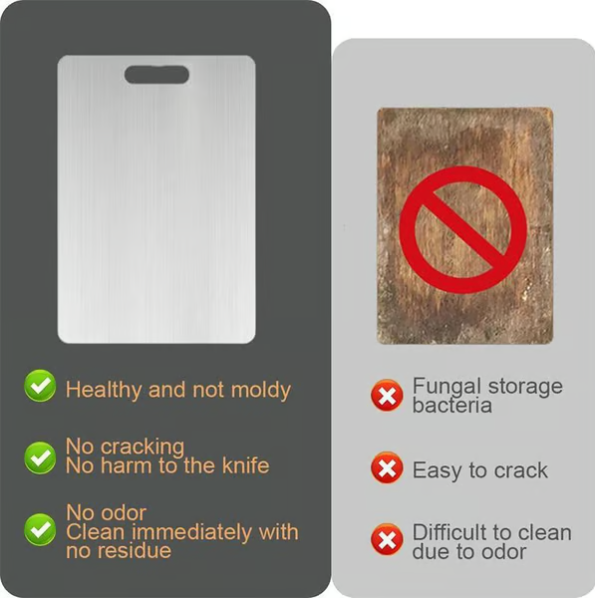 Beidseitig verwendbares Schneidebrett aus Edelstahl