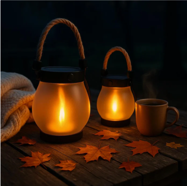 Solarzelle-Laterne mit realistischem Flammeneffekt