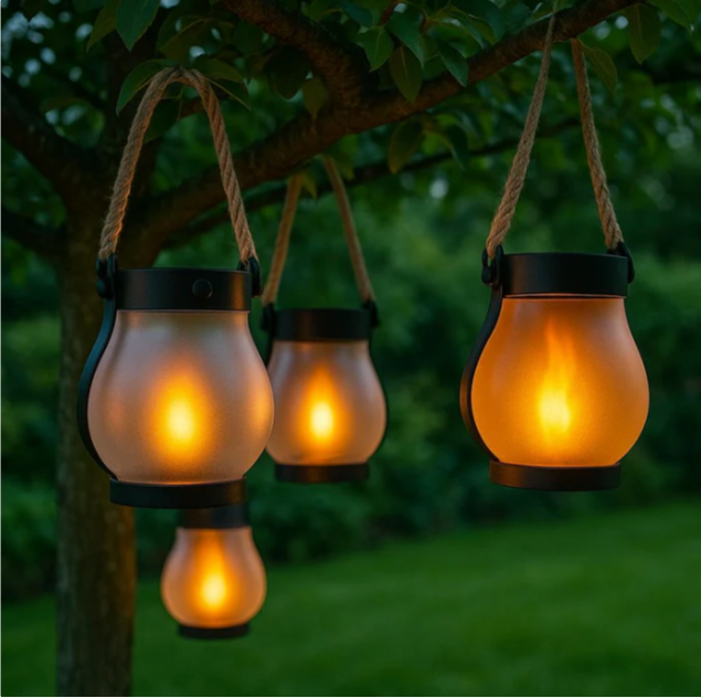 Solarzelle-Laterne mit realistischem Flammeneffekt