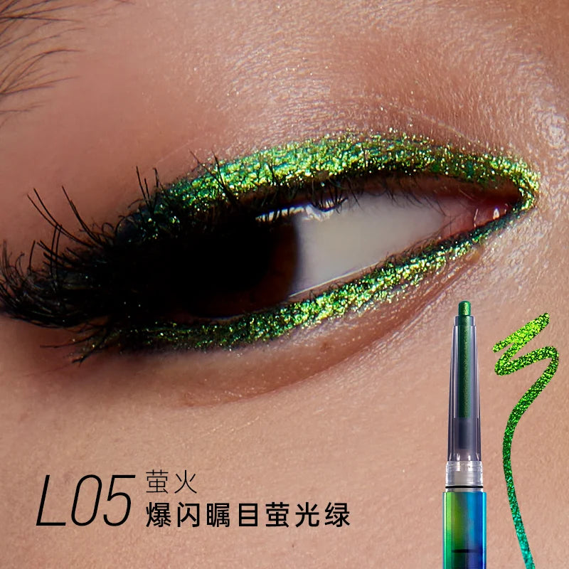 Kaleidos Automatic Gel Pencil Waterproof Eyeliner Chameleon Colour Long Wear Glitter Metallic Waterproof Eye Liner Pen Makeup