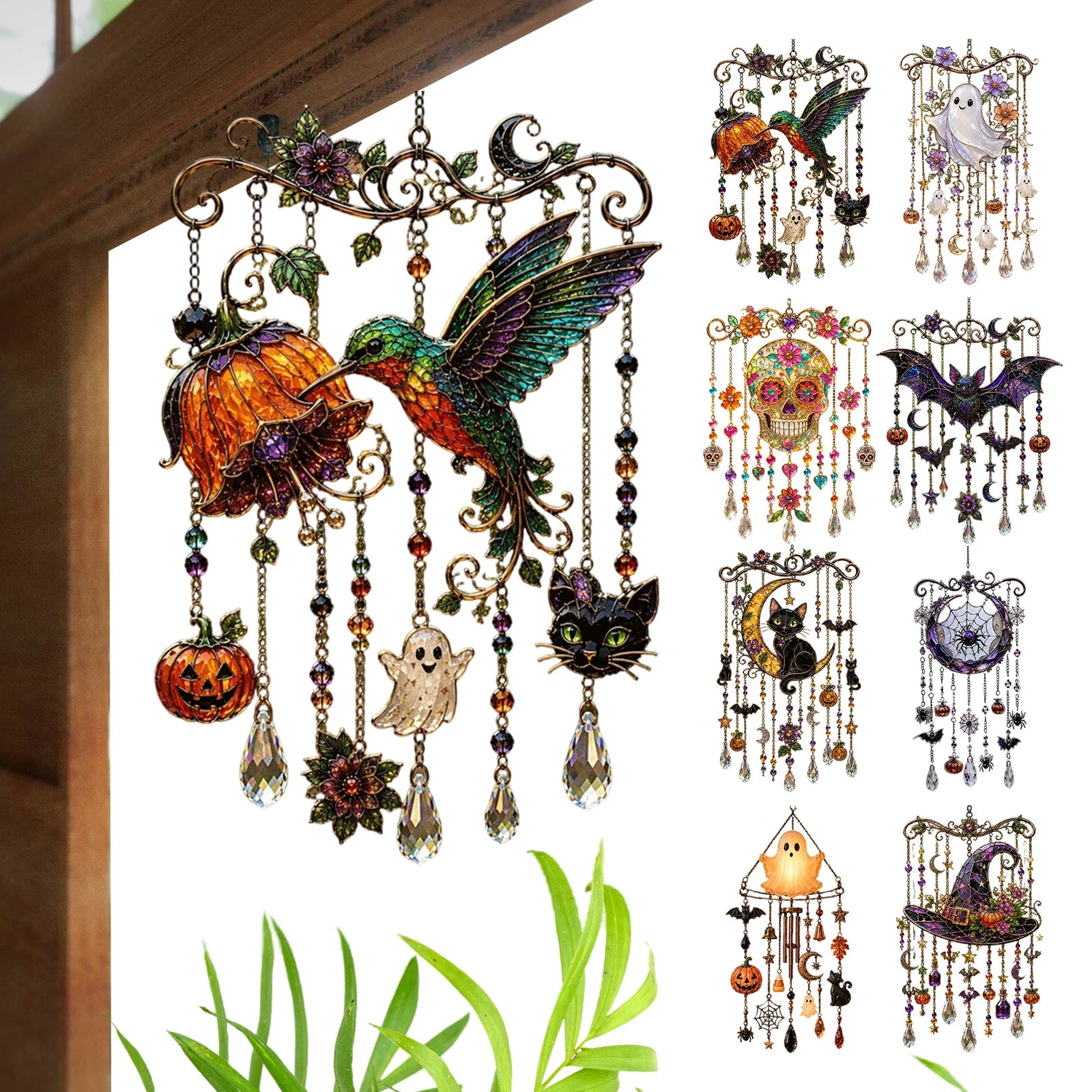 Hexara Halloween-Fensterdeko Windspiel Set Übersicht