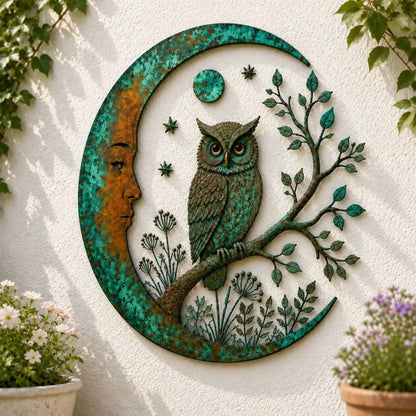 Selenara – Mond-Wandkunst aus Metall mit Naturmotiven