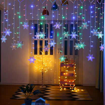 SnowVeil – Weihnachts-Lichtervorhang mit Schneeflocken