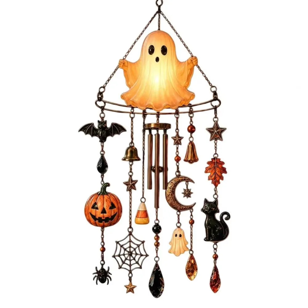 Spectrella – leuchtendes Geister-Windspiel mit Halloween-Anhängern