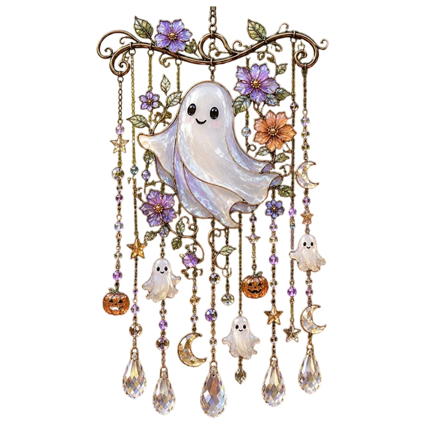 Hexara Halloween-Fensterdeko Weißer Geist Nahaufnahme