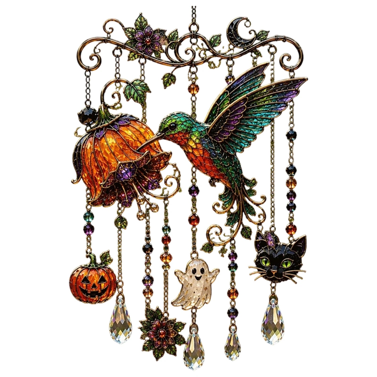 Hexara Halloween-Fensterdeko Design Kolibri & Kürbis