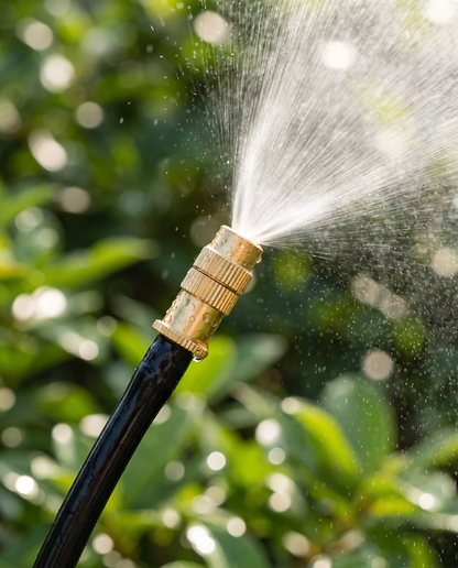 Aquveo Bewässerungsset: Messingdüse sprüht feinen Wassernebel