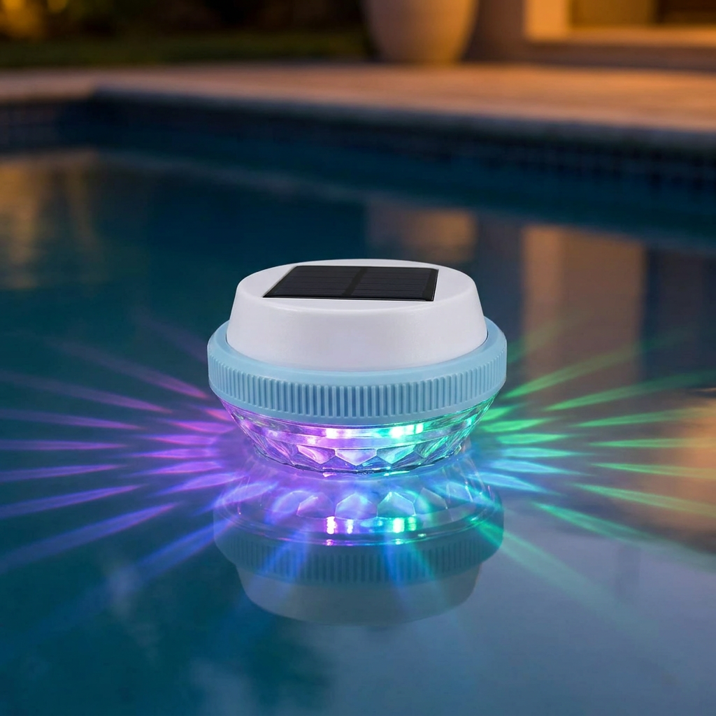 Luminéa – schwimmende Solar-Poolleuchte mit RGB-Farbwechsel