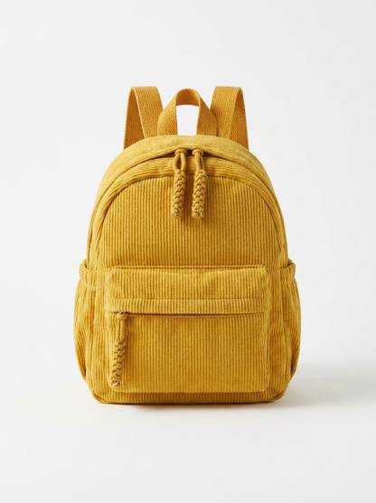 Personalisierter Kinderrucksack aus Cord in Senfgelb