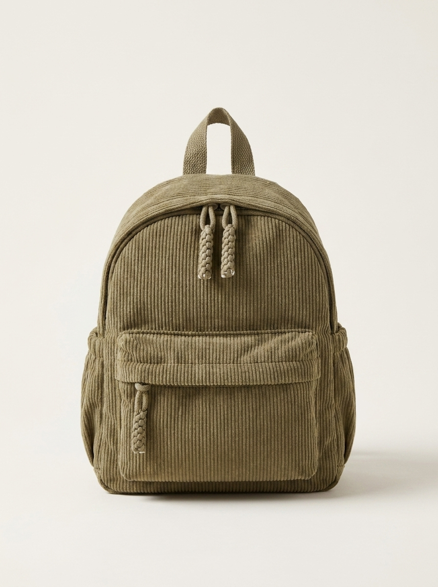Personalisierter Kinderrucksack aus Cord in Khaki