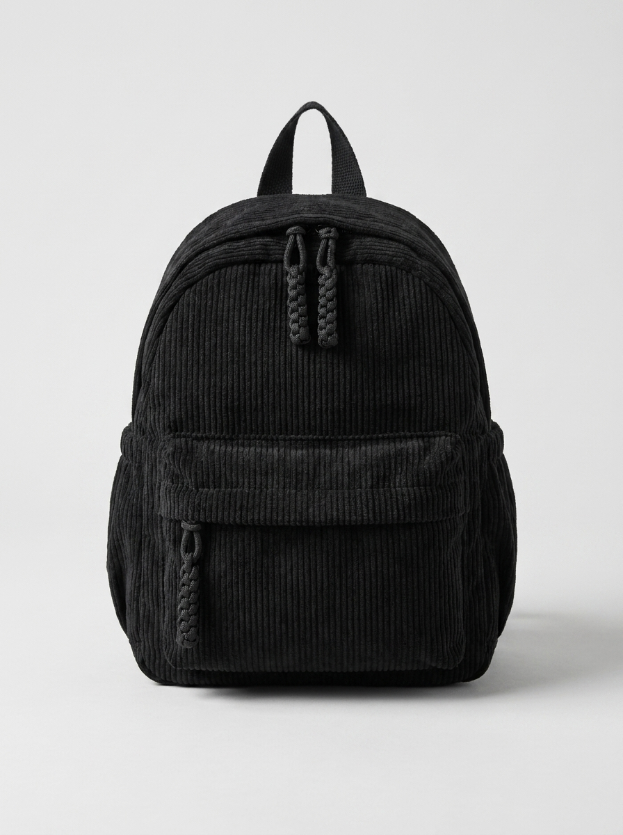 Personalisierter Kinderrucksack aus Cord in Schwarz